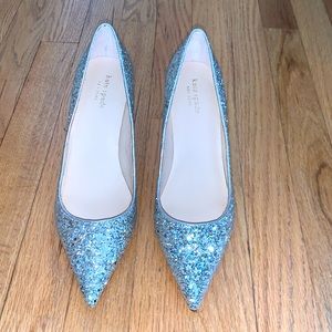Barely Worn Women’s Kate Spade ♠️ Sonia Silver Glitter Heels 👠 in Size 8 1/2 M